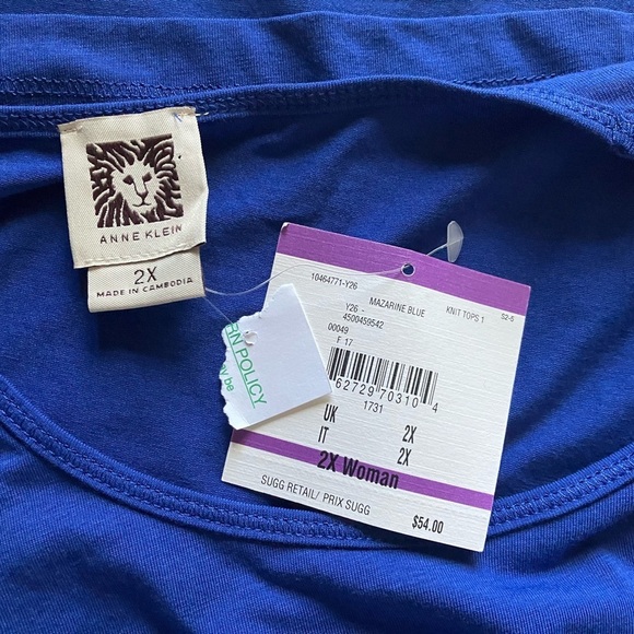 Anne Klein Royal Blue Long Sleeve Tee - Picture 4 of 5